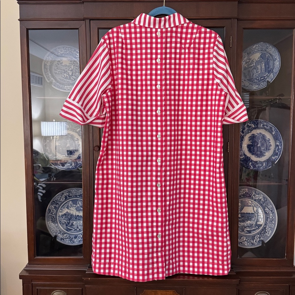 Striped Pink and White Mini Dress with Polo Collar - Picture 3 of 4